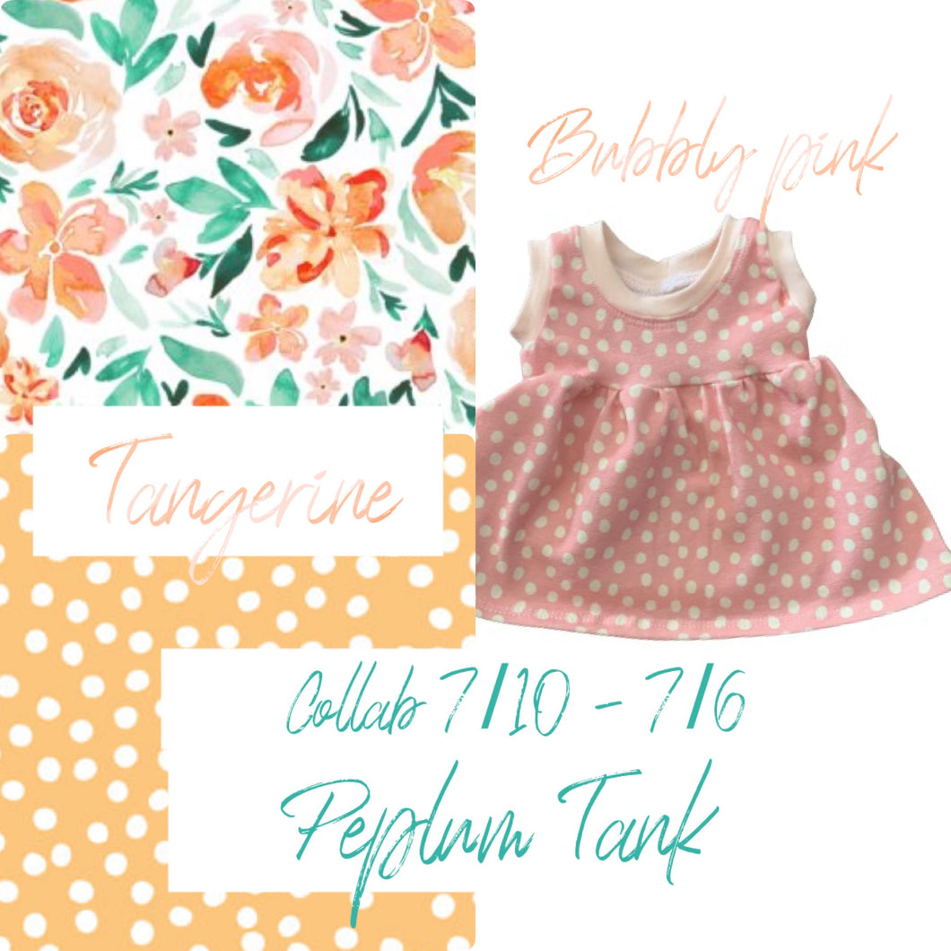 Peplum Tank (Bubbly Pink or Tangerine) - Collab
